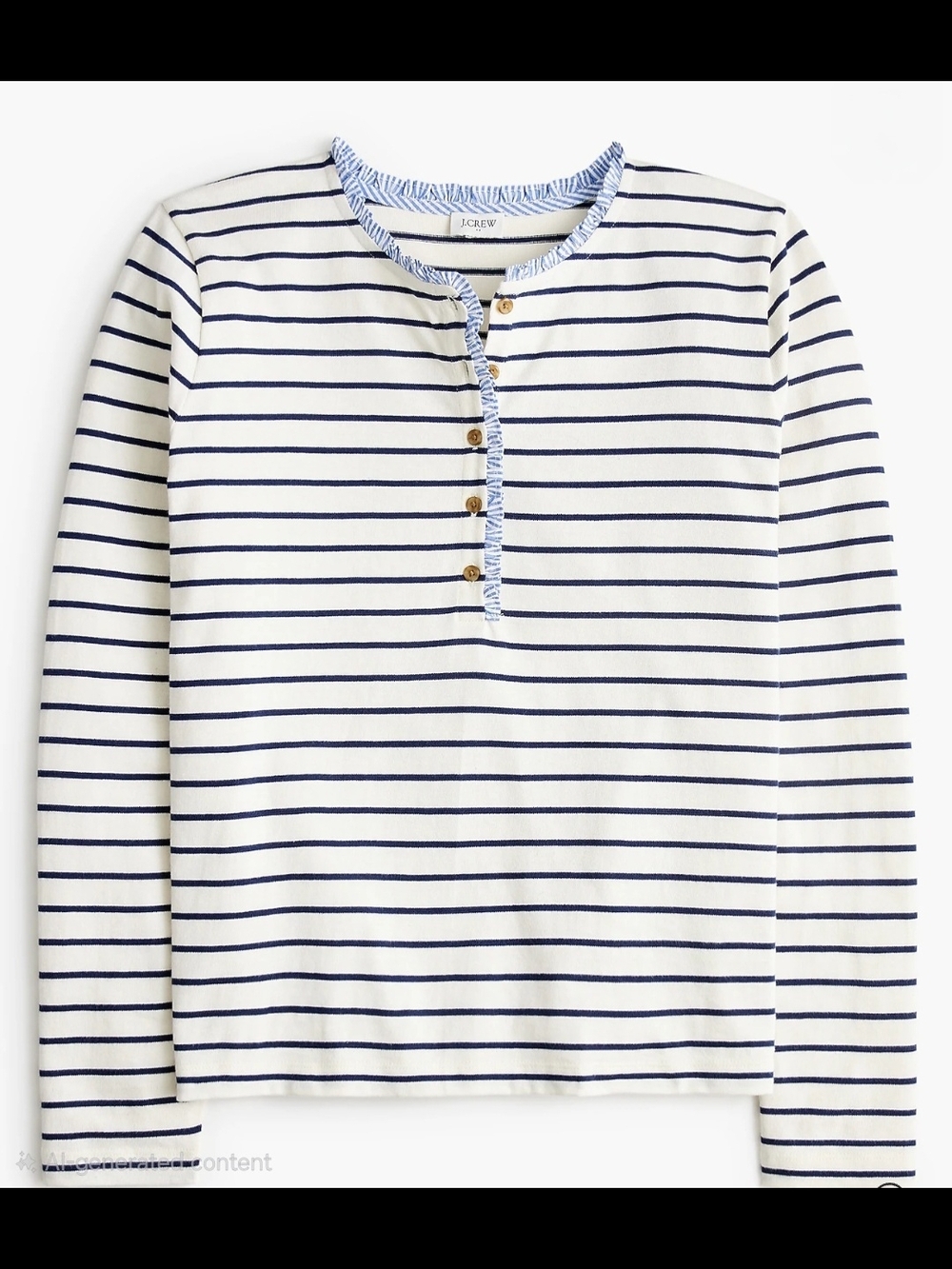 J. Crew Navy & White Striped Henley Top